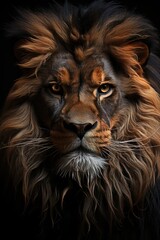 Fototapeta premium Expressive lion the wild intensity revealed in emotional brushstrokes., generative IA