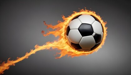 Fototapeta premium burning soccer ball in football ground