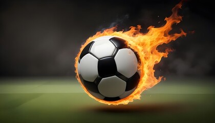 Fototapeta premium burning soccer ball in football ground