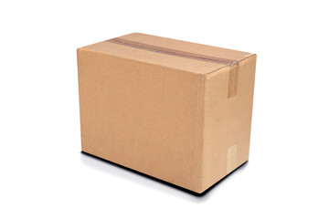 carton box with brown color as delivery houshold cardboard box, for moving, packaging or packing, some product in business object transportation., like shipping, Isolated on white background. 