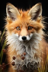 Fototapeta premium Expressionist Raposa intense brushstrokes reveal the dramatic reality of a singl, generative IA