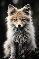 Nostalgic Portrait The Eternal Beauty of the Vintage Black and White Fox, generative IA