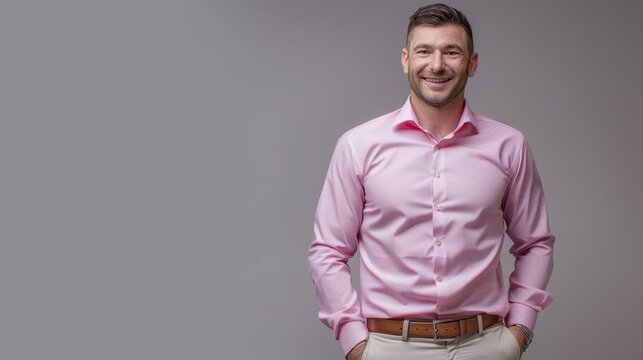 The man in pink shirt - Powered by Adobe