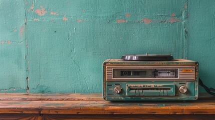 retro vintage and stylish radio as a wide banner for media conversations or podcast streamers concepts with copyspace area - Generative AI