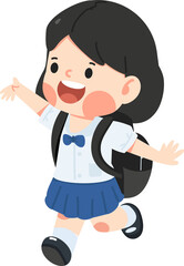 Happy girl going to school