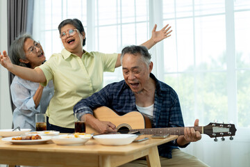 Retired Friends Enjoying Music and Dancing Together