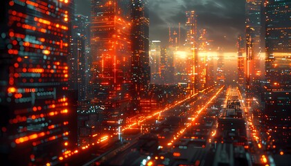 Naklejka premium Document Retrieval Matrix: Unlocking Data Pathways, complex matrix of interconnected data pathways, 