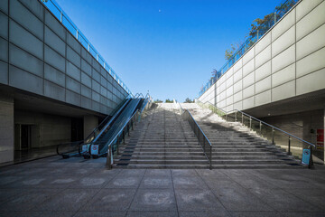 Expansive Urban Plaza with Contemporary Buildings on Sunny Day