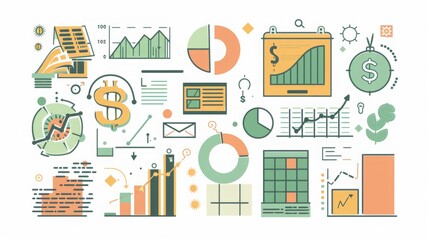 economics with stock vectors depicting financial charts, currency symbols,