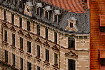 Early summer vacation in Riga, Latvia. Beautiful architecture, panoramic view