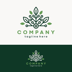Cell Leaf Logo Design, Nature Cell Health Logo Vector