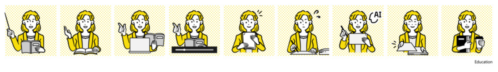 授業をする教師のイラスト（女性）