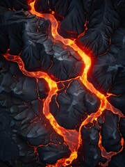 aerial view capturing the brilliant dance of molten lava