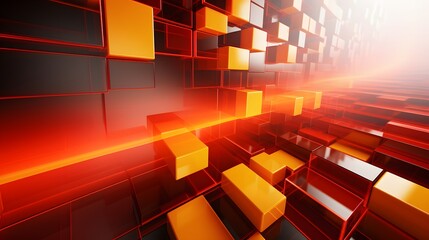 3d rendering of red and yellow abstract geometric background. Scene for advertising, technology, showcase, banner, game, sport, cosmetic, business, metaverse. Sci-Fi Illustration. Product display