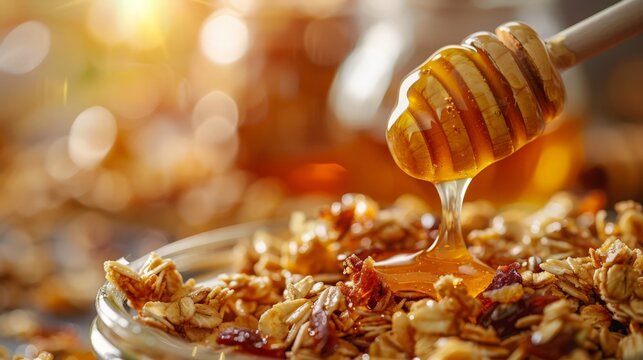 honey into homemade granola adds a sweet, sticky element