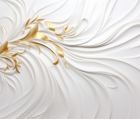 White and gold floral texture background, GenerativeAI, luxury wallpaper