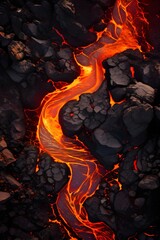 aerial view capturing the brilliant dance of molten lava