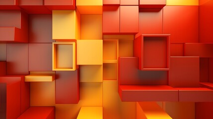 Fototapeta premium 3d rendering of red and yellow abstract geometric background. Scene for advertising, technology, showcase, banner, game, sport, cosmetic, business, metaverse. Sci-Fi Illustration. Product display