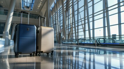 The blue and white suitcases