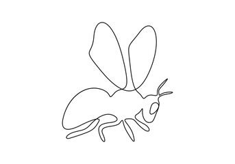 Continuous one line drawing of elegant honey bee for company logo identity. Organic honey farm icon concept vector illustration