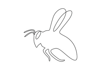 Continuous one line drawing of elegant honey bee for company logo identity. Organic honey farm icon concept vector illustration