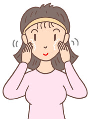 健康のイラスト - スキンケア・フェイシャルケア・フェイスマッサージ・美顔術