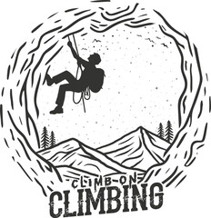 climb rock climbing line art adventure t shirt design