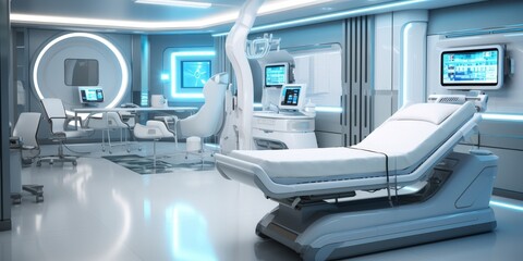 Futuristic Hospital Room with High-Tech Medical Equipment