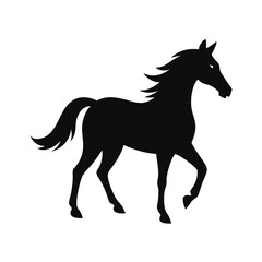 horse silhouette isolated on white.Horse Black and White Icon with Long Shadow. Ai generate 