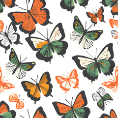 seamless background with butterflies. Generative AI