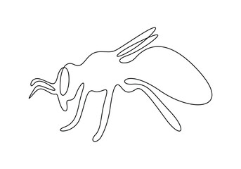 Continuous one line drawing of elegant honey bee for company logo identity. Organic honey farm icon concept vector illustration