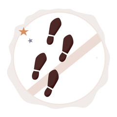 Footprints with white background and yellow blue star