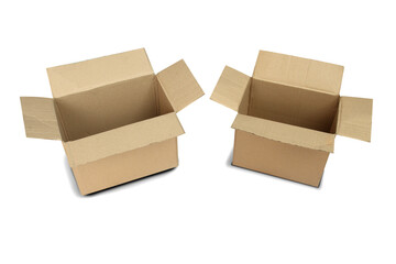 carton box with brown color as delivery houshold cardboard box, for moving, packaging or packing, some product in business object transportation., like shipping, Isolated on white background. 