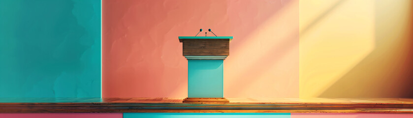 Obraz premium Close-up of Presentation Podium with Soft Background