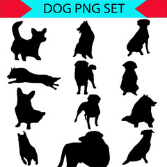 German shepherd dog in different poses and coat colors clipart. Vector illustration.png