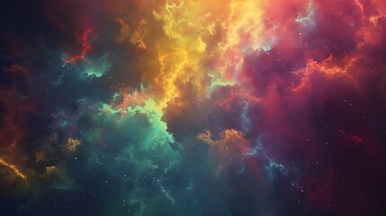 Naklejka premium Vivid Cosmic Nebula in Abstract Digital Space Backdrop