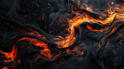 Abstract photo of flames flickering passionately on a black canvas, capturing the raw energy and beauty of fire in motion