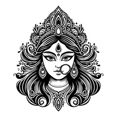line art devi durgga face