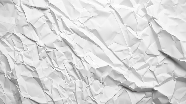 High-Resolution 3D Rendered White Crumpled Paper Texture for Creative Backgrounds and Textures