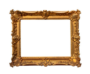 gold vintage frame on white background isolated