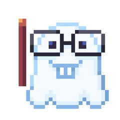 Pixel illustration of a ghost teacher