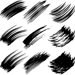 Naklejka premium A series of black brushstrokes painted on a white canvas