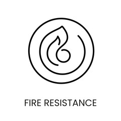 Fire resistance line vector icon with editable stroke