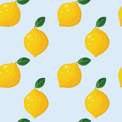 Lemons seamless pattern. Vector flat illustration of lemon.