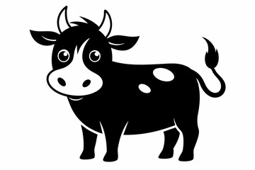 black and whitecow silhouette, cow vector illustration, cow silhouette, animal silhouette isolated vector Illustration, png, Funny cute cow, Jumping cartoon cows