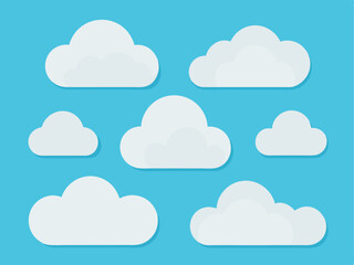 An illustration of white clouds contrasting with a blue sky