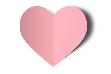 Pink origami paper hearts isolated on transparent background.