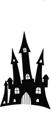 Silhouette of haunted horror house black vector