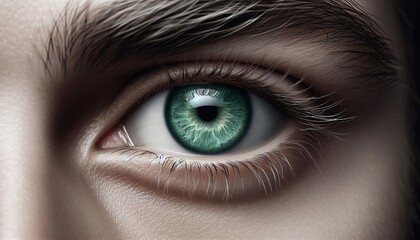 Fototapeta premium Human green eye realistic beautiful closeup zoom