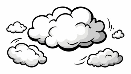 Black and white drawing of a cloud with keywords hairstyle, plant, leaf, mammal